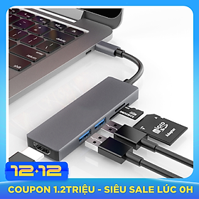 Hub chia USB Type-C 5 Cổng HDMI/USB 3.0/SD/TF