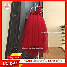 Váy đuôi cá ️FREESHIP️  Váy đuôi cá cho bé đỏ hoa hồng 6 bông cực đẹp cho bé gái 0 đến 5 tuổi