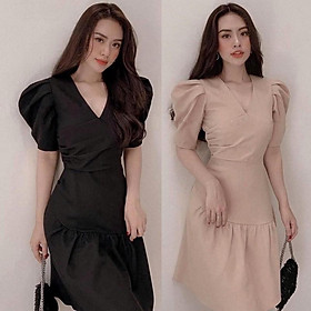 Đầm tay bồng cổ đắp chéo tùng bèo đi chơi, đám cưới, du lịch TKN