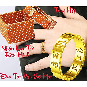 Nhẫn titan lục tự đại minh om mani padme hum tc142 kiểu rỗng - đeo tay vạn sự may