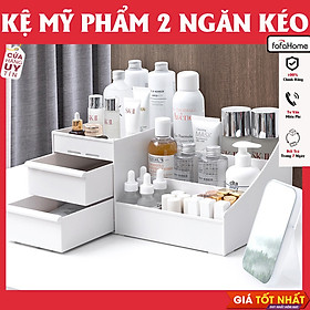 Kệ Mỹ Phẩm 2 Tầng Có Ngăn Kéo Tiện Dụng - Kệ Đựng Đồ 2 Tầng Nhiều Ngăn Đa Năng Có Ngăn Kéo Giao Màu Ngẫu Nhiên