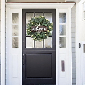 Welcome Sign Wooden Hanging Porch Wall Wreaths, Front Door Decor Wreaths for Home, Restaurant, Hotel, Outdoor Indoor Ornament Garland