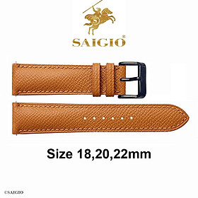 Dây Da Đồng Hồ Cao Cấp - Sang Trọng, Chất Liệu Da Bê EPSOM Nhập Khẩu Từ Pháp, Tiêu chuẩn Châu Âu, Mặt Lót Chống Thấm Mồ Hôi, Tích Hợp Lớp Gia Cố Chống Giãn Đặc Biệt và Chốt Thông Minh Mới Nhất - Hàng Chính Hãng SAIGIO
