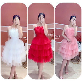 Đầm lưới cúp ngực 4 tầng có mút phong cách tiểu thư sang chảnh nữ tính
