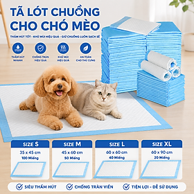 Tã Lót Chuồng Miếng Lót Vệ Sinh Chó Mèo Thấm Hút Siêu Nhanh - Yonapets - Size L - 40 miếng