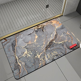 Thảm Chùi Chân Lau Chân Silicon trải sàn phòng tắm vân đá SHOUSE siêu thấm hút nước chống trượt cao cấp đế cao su