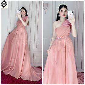 Đầm maxi dạ hội lệch vai đuối tôm dài mặc cưới kết hoa nổi và cườm TRIPBLE T DRESS-size M/L - MS199V