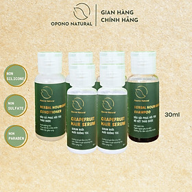 02 Combo du lịch Dầu gội, Dầu xả thảo, Tinh dầu bưởi kích mọc tóc, trị gàu, dưỡng tóc Opono Natural 30ml - 30ml - 30ml