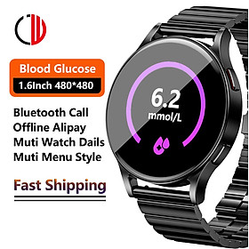 Ezymart 2023 Đàn ông mới Phụ nữ Thông minh Xem đường huyết không xâm lấn 1.6 inch 480*480 smartwatch Bluetooth Gọi không thấm nước