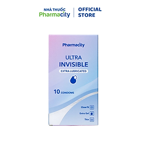 Bao cao su Pharmacity Ultra Invisible - Extra Lubricated (Hộp 10 cái)