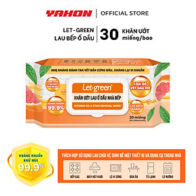 Khăn Ướt Lau Bếp LET-GREEN | Sạch Nhanh Ố Dầu, Kháng Khuẩn Hiệu Quả | 30 Tờ/Bao