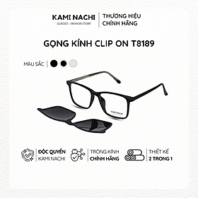 Gọng kính Clip On phiên bản vuông size L đa năng, cắt được cận KAMI NACHI T8189