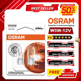 Combo 2 Bóng Đèn Chân Ghim Nhỏ 1 Tim OSRAM Original T10 W5W 12V 5W