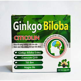 Hoạt Huyết Dưỡng Não Ginkgo Biloba Citicolin - Giúp Bổ Sung Dưỡng Chất Cho Não - Tăng Cường Tuần Hoàn Máu Não - Giảm Tai Biến Mạch Máu Não - Hộp 100 Viên