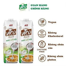 Nước cốt dừa acp vico rich - combo 2 hộp nước cốt dừa 1l