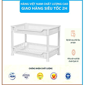 Kệ chữ nhật 2, 3 tầng nhựa VIỆT NHẬT - Đựng gia vị, chén đĩa bếp, đồ dùng phòng tắm size Đại- Hàng Việt Nhật (Giao màu ngẫu nhiên)