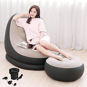 Mua Ghế Đệm Hơi Nệm Hơi Tựa Lưng Bọc Nhung Cao Cấp Tặng Bơm Điện 2 Chiều