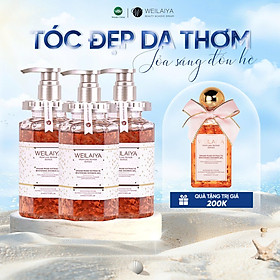 Combo 3 chai Sữa tắm nước hoa, trắng da toàn thân Damask Weilaiya chiết xuất cánh hoa hồng phù hợp cho mọi loại da 450ml