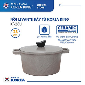 Nồi nấu Levante đáy từ Korea King KP-28LI(Nồi, nắp bằng nhôm đúc, phủ men chống dính Ceramic, Ø28cm)-Màu nâu