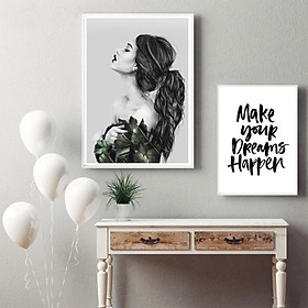Bộ 2 tranh canvas Chân dung cô gái và giấc mơ