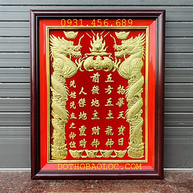 Bài vị Thần Tài Thổ Địa dát vàng 38cmx48cm – Nền đỏ ( 2 loại: Có đèn và Không đèn) – Vàng 24 K