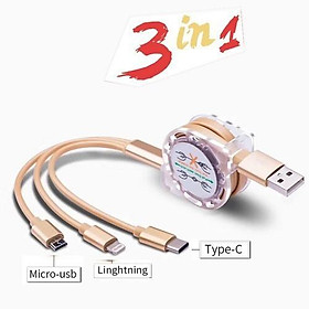 CAP SẠC ĐA NĂNG VỚI 3 ĐẦU DÂY RÚT SIÊU TIỆN LỢI - SẠC ĐƯỢC NHIỀU ĐIỆN THOẠI MỘT LÚC