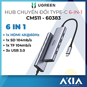 Mua Hub Ugreen USB Type C 6 in 1 CM511 - Có cổng HDMI  SD / TF  USB 3.0 - Mã 60383 / 60384 - Hàng chính hãng