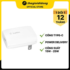 Mua Adapter sạc Type C PD 20W Belkin WCA003 Trắng - Hàng chính hãng