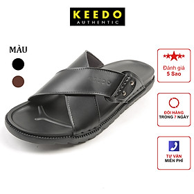 Dép nam quai chéo cao cấp KEEDO BH00202 hàng chuẩn màu đen