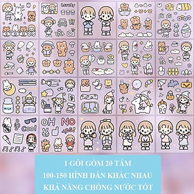 100-150 Sticker cute trang trí sổ tay mohamm điện thoại cô gái dễ thương