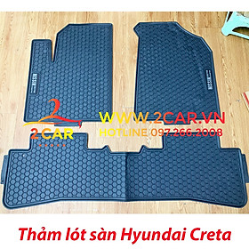 Thảm sàn, Thảm lót sàn xe Hyundai CRETA 2022 2023 cao su đúc, vân tổ ong, không mùi, MẪU NISSIN