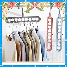 Móc treo đồ, móc treo quần áo 9 lỗ tiện dụng, đa năng giúp tiết kiệm tối đa diện tích tủ, dây phơi ( GIAO MÀU NGẪU NHIÊN) - Hàng Chất Lượng