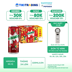 Thùng 24 Lon Nước Ngọt Có Gas Mirinda Xá Xị (320ml/Lon)