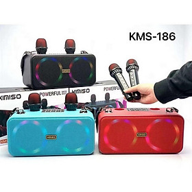 Loa Karaoke Bluetooth KMS-186 Bass Mạnh Âm Thanh Lớn Hát Hay Có Led Kèm 2 Micro
