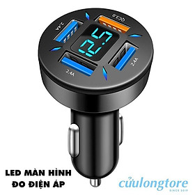Mua Tẩu Sạc Ô Tô 4 Cổng Sạc  Có 1 Cổng Sạc Nhanh Quick Charge 3.0 18W  Đèn Led Sáng Đẹp  tẩu sạc nhanh trên xe hơi xe máy