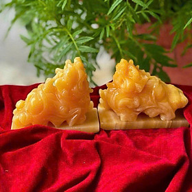 Mua Cặp Tỳ Hưu Đá Hoàng Long – Màu Vàng Sang Trọng – 8cm và 10cm – Trang Trí Phòng Khách – Bàn Thờ