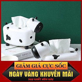 Mua Hộp đựng khăn giấy kèm ống đựng tăm hình bò sữa 2in1