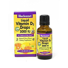 Bluebonnet Nutrition Liquid Vitamin D3 Drops 5000 IU, Aids in Muscle and Skeletal Growth, D3, Non GMO, Gluten Free, Soy Free, Dairy Free, Kosher, 1 fl oz (900 Servings), Citrus Flavor