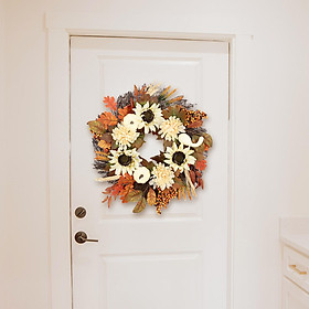 Artificial Pumpkins Autumn Wreath Front Door Wreath Outside Decorative Thanksgiving Wreath for Stage Performance Ornament Living Room Office