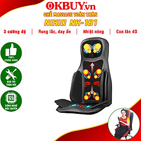 Ghế (Đệm) Massage Toàn Thân Nikio NK-181 - Máy Mát Xa Lưng, Cổ Vai Gáy, Con Lăn 3D Xoa Bóp Chuyên Sâu, Kết Hợp Hồng Ngoại, Rung Và Nhiệt Giúp Cơ Thể Thư giãn, Giảm Căng Thẳng - Màu đen