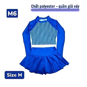 Đồ bơi tay dài cho bé gái kín đáo từ 30-50kg - chân váy cạp cao - HN.Store