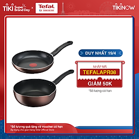 Combo 2 Chảo chiên chống dính đáy từ Tefal-Chảo chiên 28cm Day By Day G1430605 & Chảo sâu lòng 24cm G1436405 - Hàng chính hãng