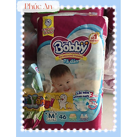 Tặng 6 miếng | Tã Dán Trẻ Em Bobby Size M 46 Miếng ( M46 Cho Bé 6 Đến 11 Kg) Êm Mềm Khô Thoáng - Bỉm Dán Bobby Size M