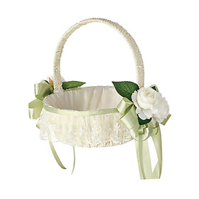 Flower Girl Basket, Wedding Flower Basket, Storage Basket, Lace Satin Bridesmaid Lace Basket for Event, Wedding, Banquet