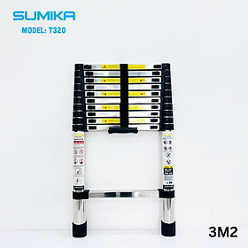 Thang Inox rút gọn SUMIKA T320 - Chiều cao tối đa 3,2m, chiều cao rút gọn 0,75m, tải trọng 300kg
