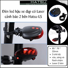Đèn led hậu xe đạp có Laser cảnh báo 2 bên - Pin AAA | Đèn LED cường độ cao dành cho xe đạp