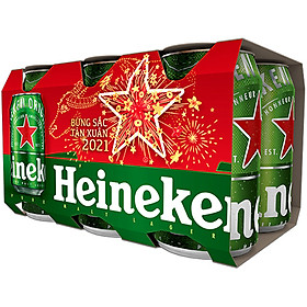 Lốc 6 Lon Heineken thường (330ml/Lon) - Bao bì Xuân