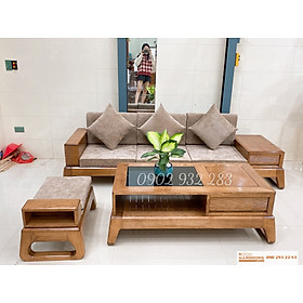 Bộ bàn ghế phòng khách sofa 3 món gỗ sồi G07