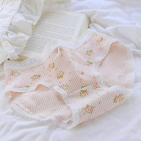 Quần Lót Nữ Cotton Hoa - Viền Ren Kháng Khuẩn Ngang Eo Thời Trang Hàng Loại Đẹp
