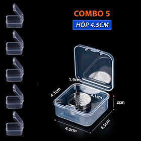 COMBO 5 Hộp Nhựa Mini Có Nắp Trong Suốt Khoá Kín Đựng Trang Sức Linh Kiện Ốc Vít Vật Dụng Nhỏ Tiện Lợi - COMBO 5 Hộp Vuông M-4.5CM